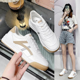 woloong Women's White Korean Style Fashionable Breathable Flat And Sneakers