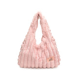 WOLOONG 2025 Plush personalized pleated large-capacity shoulder bag popular new Popular style trend tote bag versatile fluffy underarm bag