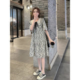 floral dress women's  summer new doll collar thin large size small A-word skirt