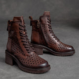 WOLOONG Women's High Top British Style Retro Rub Colored Heels