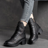 WOLOONG Women's High Top British Style Retro Rub Colored Heels