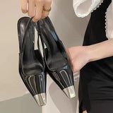 woloong Black Square Toe Cap Ankle-strap High Stiletto Heels