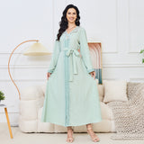 MT105 Middle East Popular trade Muslim women's clothing abaya temperament new V-neck beaded long-sleeved Arab dress