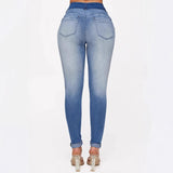 2025 Spot factory direct sales Popular trade New elastic jeans trousers women's high waist slim hip gradual change pants