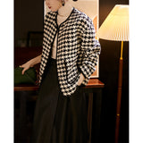 2025 Wool thousand bird grid small fragrant coat, high-quality tweed double pocket loose casual women's clothing spring and autumn new models