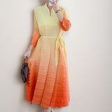 2025 Hot trade women's clothing summer high-end hot-selling fashion loose large size fat mm gradual change lace-up dress