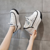 woloong Elegant Women's White Mesh Breathable Platform Sneakers