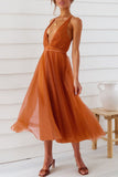 woloong Tonight’s the Night Lace Dress - Orange