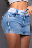 2025 style new skirt New  short contrasting color drawstring hip skirt denim short skirt women