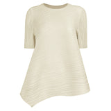Basic summer casual style Japan and Korea casual pullover round neck loose women's t-shirt pleated top