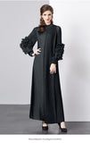 Large petal disc flower stand-up collar pleated long dress women's Miyake loose pendulum long-sleeved coffee break dress wedding banquet