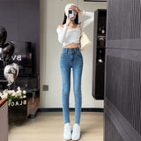 Light Blue Skinny Jeans for Women 2025 New High Waist Slimming All-Matching Stretch Slim Fit Pencil Trousers