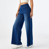 2025 new denim wide-leg pants women's high waist and thin multi-pocket straight loose cat beard horse Liu  casual pants