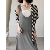 2025  spring new sleeveless U-neck design dress women's inner vest two-piece set 9195