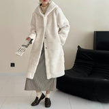 2025 Solid color  friendly mink hooded single-breasted imitation mink coat, high-end ferret coat to keep warm, new in autumn and winter