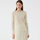 Folds spring new basic suit Korean version temperament versatile long-sleeved top skirt suit women