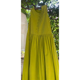 new product spring and summer explosion pear shape lazy pleated retro mustard green sleeveless meat cover dress women