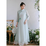 Tea Clothing Women's Improved Hanfu Tang Clothing Tea Art New Chinese Women's Clothing Chinese Ancient Style Chan Clothing Cheongsam Zen Dress