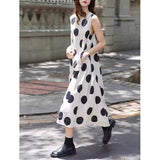 Gentle wind has a tone and looks thin, loose big polka dot skirt  summer new thin sleeveless dress women