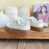 woloong Attractive Korean Milk White Wild Autumn Sneakers