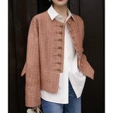 2025 Textured new Chinese-style Xiaoxiangfeng jacket, high-end national-style tweed, spring women's clothing short white spring and autumn styles