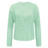 New Chinese style light national style spring new women's round neck fashion solid color shirt with long sleeve pleated top