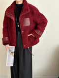 2025 Eco-friendly fur fleece lapel zipper high-end imitation mink coat ferret jacket warm autumn and winter