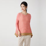 2025 Pleated clothes long-sleeved T-shirt women's loose large size meat covering irregular high-end fashion pullover versatile top summer