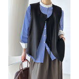 2025  2025 early spring new top Korean temperament new Chinese design sense irregular solid color vest 1606