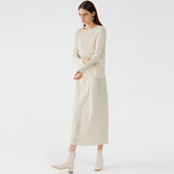 Folds spring new basic suit Korean version temperament versatile long-sleeved top skirt suit women