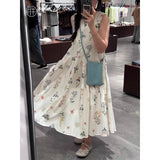Large size sweet floral vest dress cardigan women's spring and summer fat mm  gentle wind loose belly cover dress