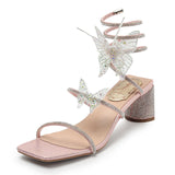 woloong Women's High Summer All-matching Chunky Fairy Style Bow Heels