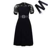 WOLOONG D499 2025 women's clothing New new short-sleeved lace splicing pleated African dress cross-border dress skirt