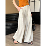 2025  spring new Korean version of high-waisted casual drape trousers mopping loose wide-leg trousers 8035-2