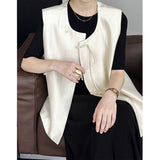 2025  2025 early spring new top Korean temperament new Chinese design sense irregular solid color vest 1606