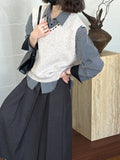 2025  spring new Korean lazy sleeveless v-neck design sense thin knitted vest 2482-1