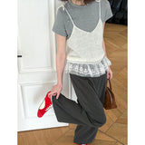 2025  spring new Korean version of sweet design sense knitted sling vest women's fashion single item 51209