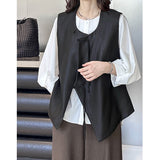 2025  2025 early spring new top Korean temperament new Chinese design sense irregular solid color vest 1606