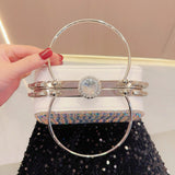 WOLOONG 2025 New New diamond-encrusted clutch bag, women's celebrity banquet bag, team rhinestone handbag, exquisite oblique span dinner bag