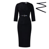 WOLOONG D542 2025 trade African fashion lapel waist OL Tongle temperament elegant hip pencil skirt dress