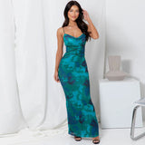 New Popular trade 2025 women's clothing popular summer sexy backless lace-up slim print suspender dress