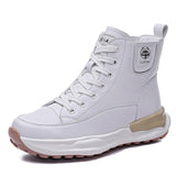 woloong Women's White Korean All-matching High-top With Veet Sneakers