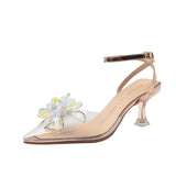 WOLOONG Women's High Stiletto Pointed Crystal Transparent Heels