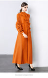 Elegant bead three-dimensional flower dress women's spring pleated bubble sleeve disc flower large size elastic slim dress