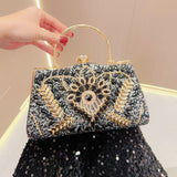 WOLOONG 2025 New New party celebrity banquet bag diamond-encrusted handbag women's wedding banquet handbag one shoulder oblique span dinner bag