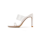 woloong Transparent Ankle-strap High Slim-fit Strap Chunky Heels