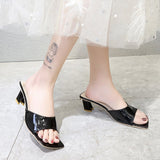 WOLOONG Women's Summer Fashion Korean Style Square Toe Heels