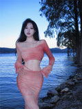 2025 Phuket, Sanya, Thailand, for vacation photos, wear a smudge top, slim-fitting hip skirt set, vacation dress