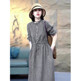 new women's clothing high-end royal sister style  thin belly and age-reducing temperament striped shirt and dress