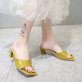 WOLOONG Women's Summer Fashion Korean Style Square Toe Heels